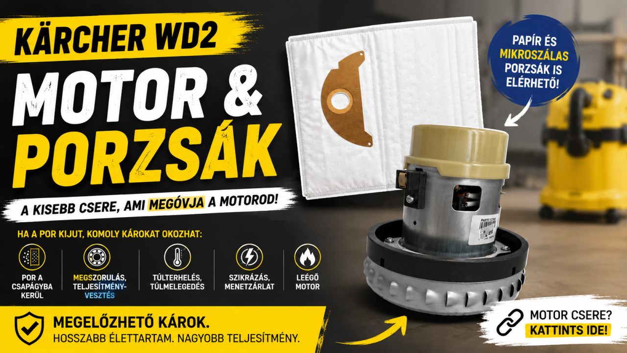 Kärcher WD2 motor gyengül? A porzsák cseréje többet számít, mint gondolnád