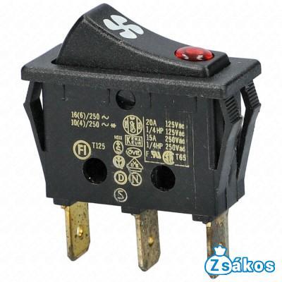 16A/250V AC Billenőkapcsoló, fekete, piros fénnyel DELONGHI HA20F hősugárzó fotó