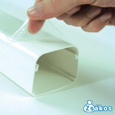 90x65 mm / 2 méter, Dekorcsatorna, fedéllel, fehér, fóliázott (VECAMCO) klíma 8db/csomag fotó