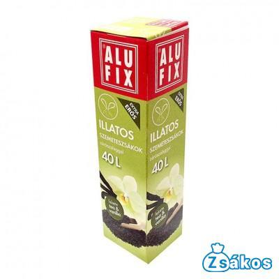 ALUFIX Illatos Szemeteszsák Zárószalaggal 40L (12db/tekercs) 53cmx60cm Fekete tea és vanília illat fotó