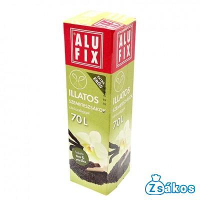 ALUFIX Illatos Szemeteszsák Zárószalaggal 70L (8db/tekercs) 64cmx71cm Fekete tea és vanília illat fotó