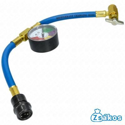 Autóklíma töltő csap, kiszúrós, csővel, órával R134a gáz töltésére fotó