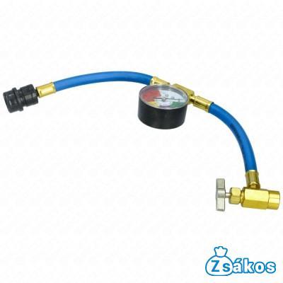 Autóklíma töltő csap, kiszúrós, csővel, órával R134a gáz töltésére fotó