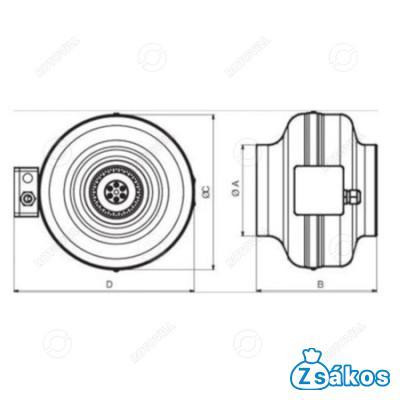 CSŐVENTILÁTOR BCS160L RADIÁLIS fotó