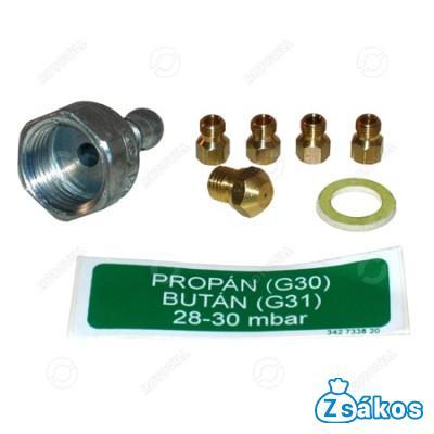 GÁZTŰZHELY FÚVÓKA KÉSZLET PB-RE ZANUSSI (vékony tengelyes/régebbi típus) fotó