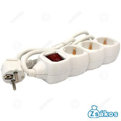 HOSSZABBÍTÓ 3-AS 1,5M FEHÉR KAPCSOLÓS (3x1,5) fotó
