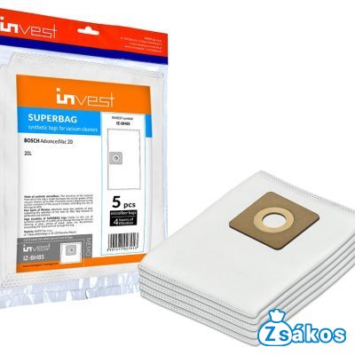 IZ-BH8S INVEST IPARI BOSCH UNIVERSALVAC 15 / ADVANCEDVAC 20 KOMPATIBILIS MIKROSZÁLAS PORZSÁK (5DB/CSOMAG) 4 RÉTEGŰ foto