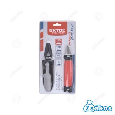 KÁBELVÁGÓ/BLANKOLÓ KÉS EXTOL PREMIUM (4Cr14 acél, penge hossz: 35 mm, teljes hossz: 155 mm) fotó