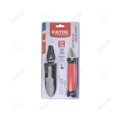 KÁBELVÁGÓ/BLANKOLÓ KÉS EXTOL PREMIUM (4Cr14 acél, penge hossz: 35 mm, teljes hossz: 155 mm) fotó