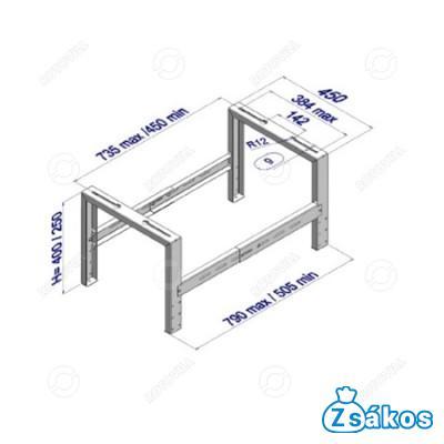 KLÍMATARTÓ KONZOL TALAJRA-TETŐRE, Terhelhetőség: 230 kg-ig, (400x420/450mm), fotó