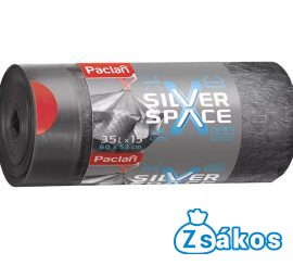 PACLAN SILVER SPACE ZÁRÓSZALAGOS SZEMETESZSÁK 35L (15DB/TEKERCS) 53CMX60CM 28MY (RUGALMAS, 2 RÉTEGŰ, SZAKADÁSÁLLÓ.)