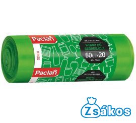 PACLAN SZELEKTÍV ÜVEG GYŰJTŐ SZEMETESZSÁK 60L (20DB/TEKERCS) 60CMX72CM 11MY