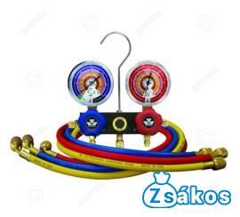 SZERVÍZCSAPTELEP MASTERCOOL 2 UTAS R22, R407C, R32, R410A (D=80 mm, 1/4-ES 90 cm TÖMLŐ SZETTEL)