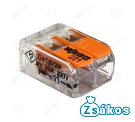  WAGO VEZETÉK ÖSSZEKÖTŐ SODROTT 2-ES (átlátszó 0,2-4mm2, 32A) (100db/doboz) fotó