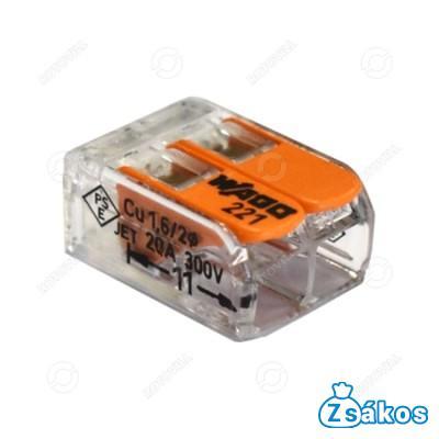 WAGO VEZETÉK ÖSSZEKÖTŐ SODROTT 2-ES (átlátszó 0,2-4mm2, 32A) (100db/doboz) fotó