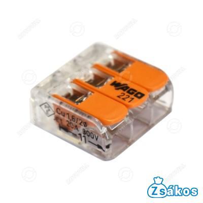WAGO VEZETÉK ÖSSZEKÖTŐ SODROTT 3-AS (átlátszó 0,2-4mm2, 32A) (50db/doboz) fotó